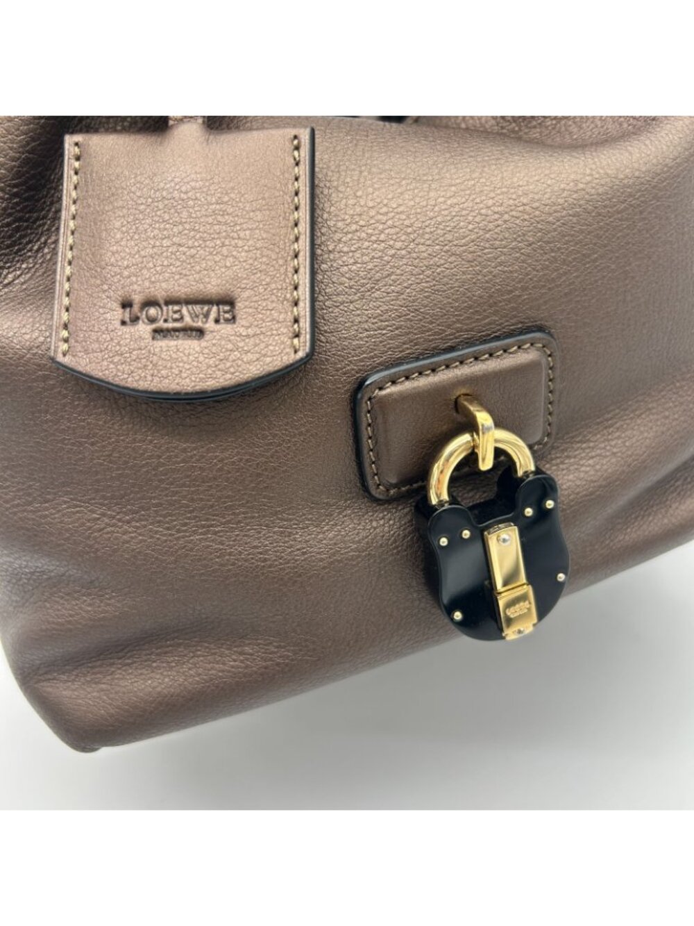 Loewe Karie Tote Bag Canvas Leather Gold - Picture 5 of 16